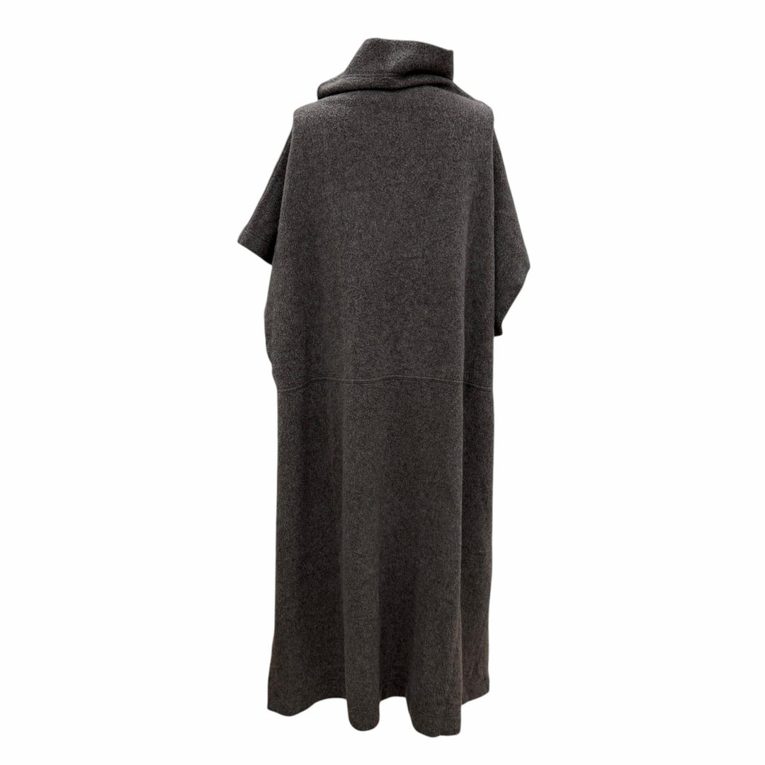 美品☆ISSEY MIYAKE イッセイミヤケ IM13JH230 ウール シルク混 ポンチョ ニット コート ワンピース ブラウン系 2 正規品 レディース