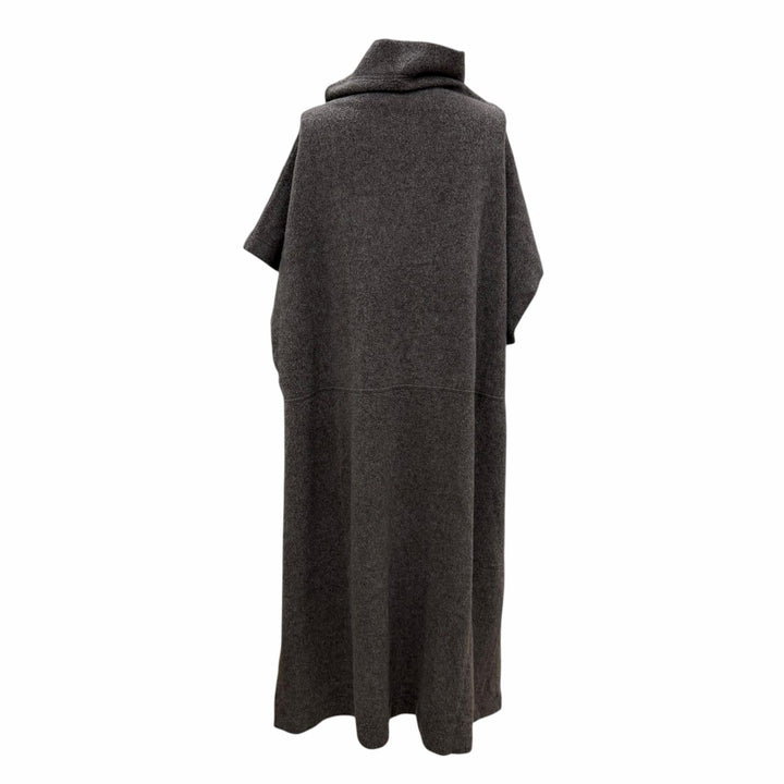 美品☆ISSEY MIYAKE イッセイミヤケ IM13JH230 ウール シルク混 ポンチョ ニット コート ワンピース ブラウン系 2 正規品 レディース
