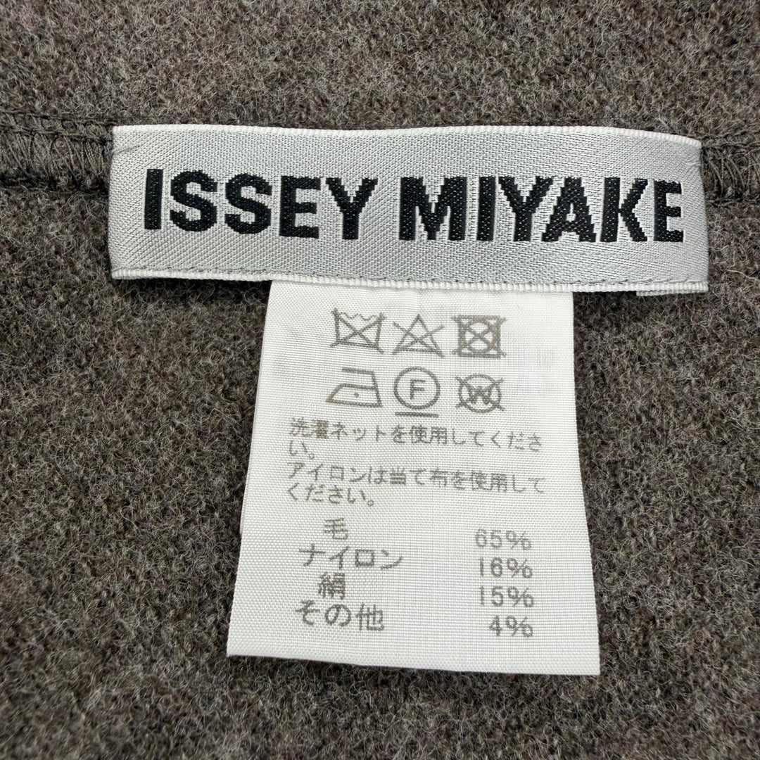 美品☆ISSEY MIYAKE イッセイミヤケ IM13JH230 ウール シルク混 ポンチョ ニット コート ワンピース ブラウン系 2 正規品 レディース