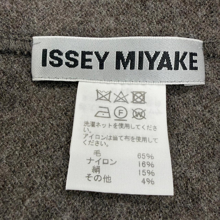 美品☆ISSEY MIYAKE イッセイミヤケ IM13JH230 ウール シルク混 ポンチョ ニット コート ワンピース ブラウン系 2 正規品 レディース