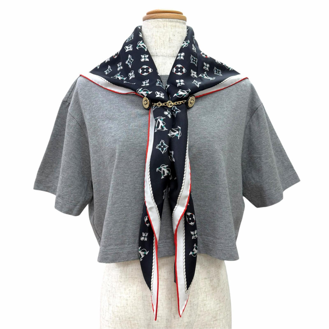 極美品△LOUIS VUITTON ルイヴィトン 26AW 1AJZE4 ノーティカル スカーフ クロップトップ コットンジャージー 半袖Ｔシャツ S 正規品