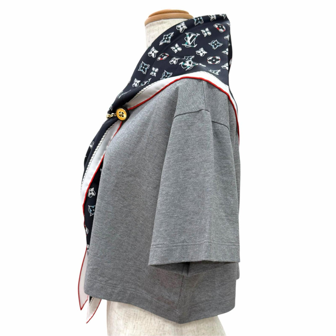 極美品△LOUIS VUITTON ルイヴィトン 26AW 1AJZE4 ノーティカル スカーフ クロップトップ コットンジャージー 半袖Ｔシャツ S 正規品