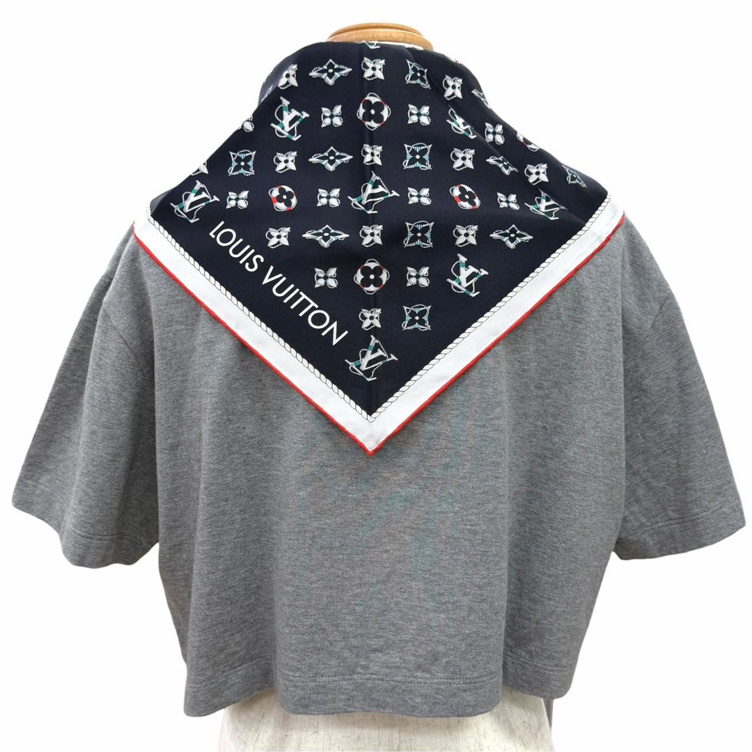 極美品△LOUIS VUITTON ルイヴィトン 26AW 1AJZE4 ノーティカル スカーフ クロップトップ コットンジャージー 半袖Ｔシャツ S 正規品