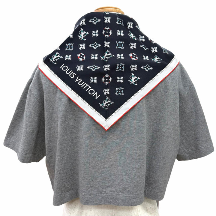 極美品△LOUIS VUITTON ルイヴィトン 26AW 1AJZE4 ノーティカル スカーフ クロップトップ コットンジャージー 半袖Ｔシャツ S 正規品