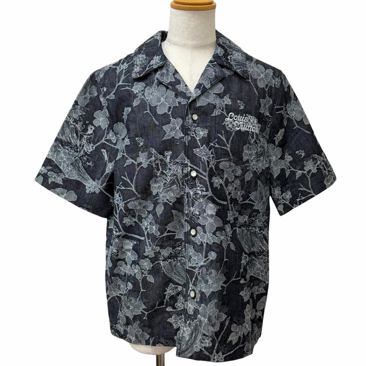 極美品□LOUIS VUITTON ルイヴィトン 24AW フローラル ジャガード デニム セットアップ インディゴブルー M/30 イタリア製 正規品