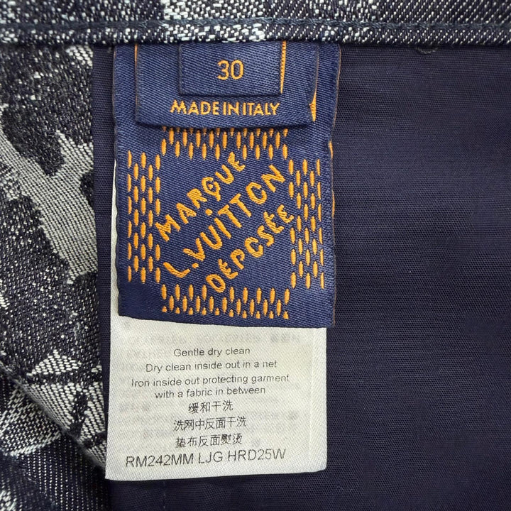 極美品□LOUIS VUITTON ルイヴィトン 24AW フローラル ジャガード デニム セットアップ インディゴブルー M/30 イタリア製 正規品