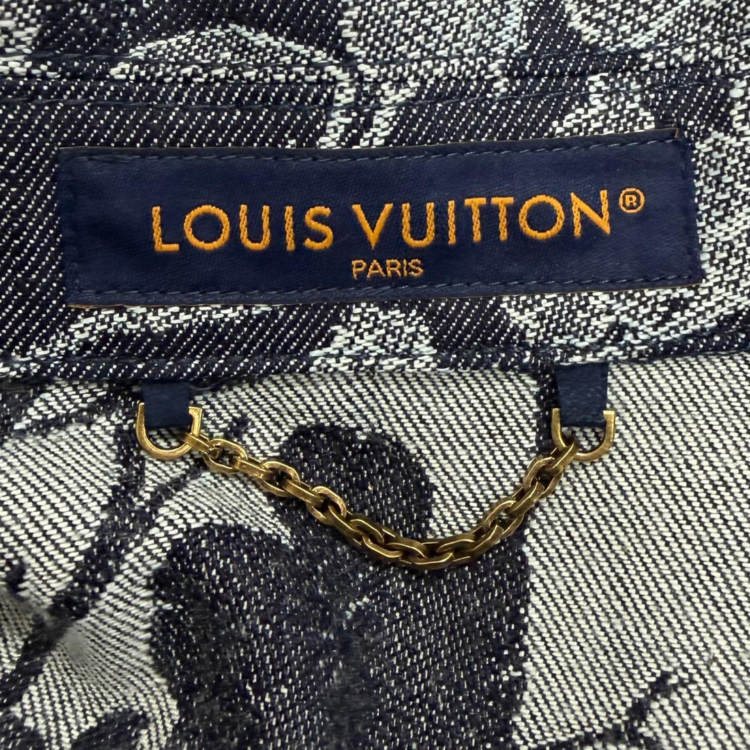極美品□LOUIS VUITTON ルイヴィトン 24AW フローラル ジャガード デニム セットアップ インディゴブルー M/30 イタリア製 正規品