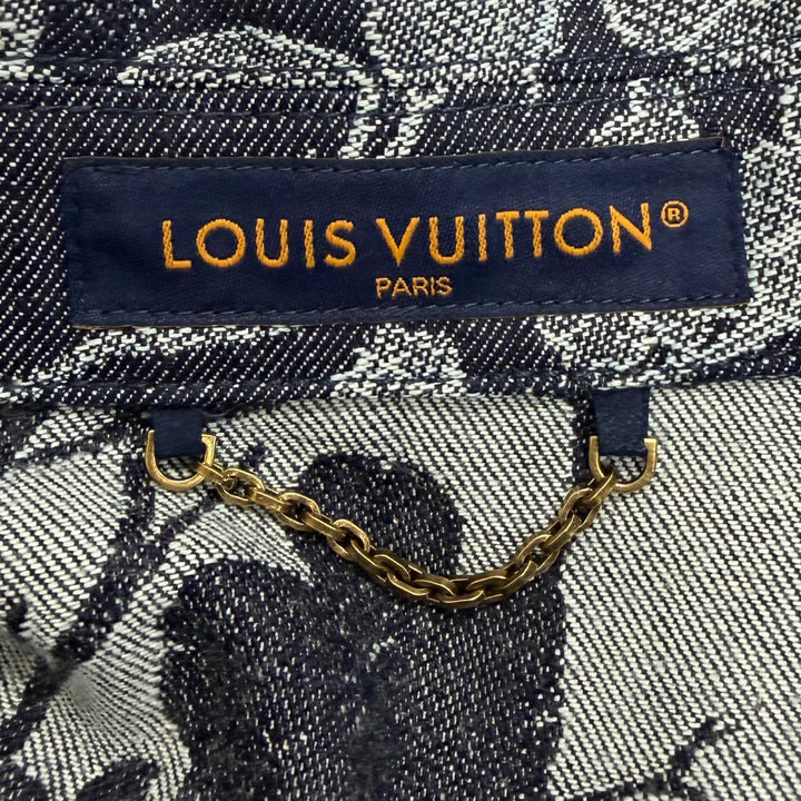 極美品□LOUIS VUITTON ルイヴィトン 24AW フローラル ジャガード デニム セットアップ インディゴブルー M/30 イタリア製 正規品