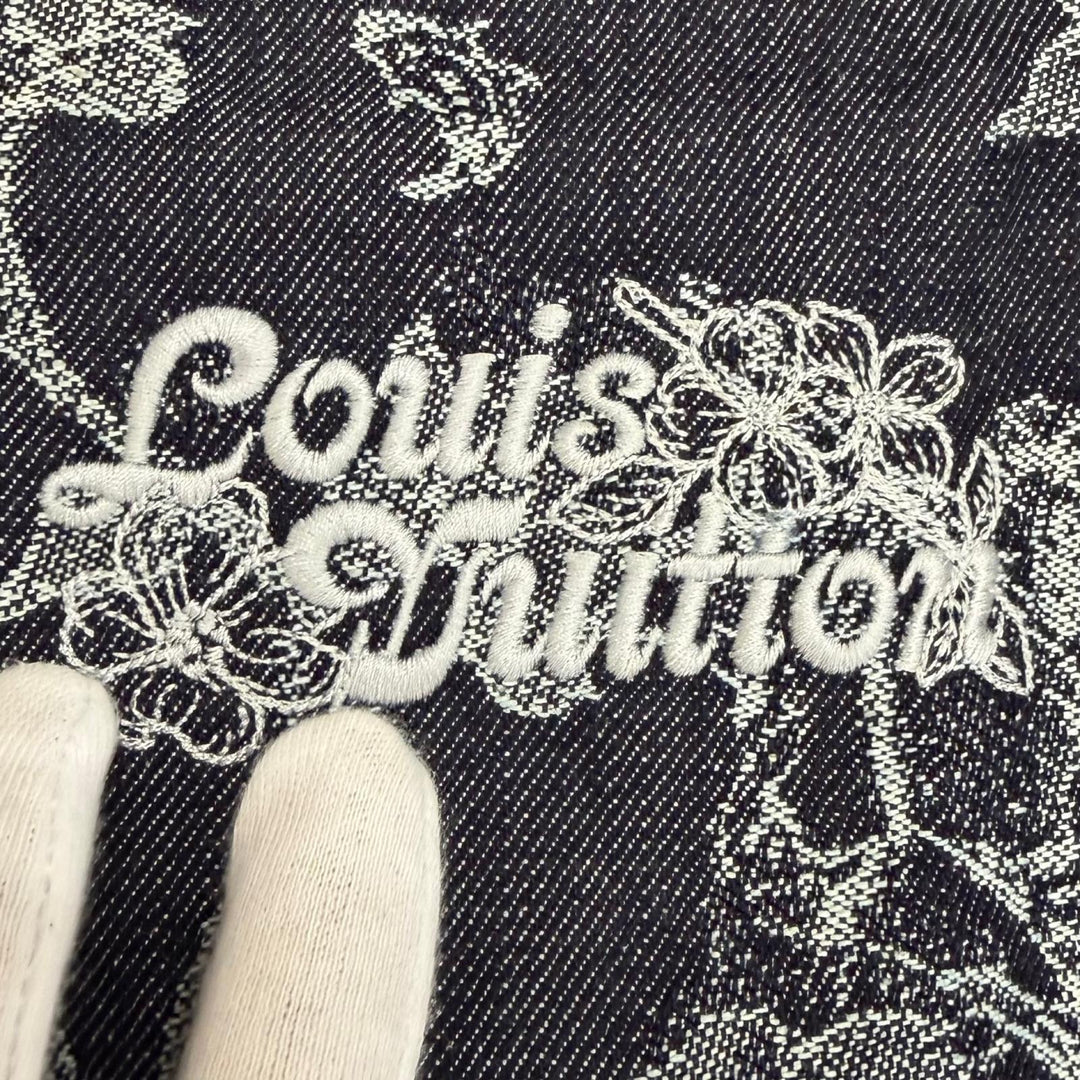 極美品□LOUIS VUITTON ルイヴィトン 24AW フローラル ジャガード デニム セットアップ インディゴブルー M/30 イタリア製 正規品