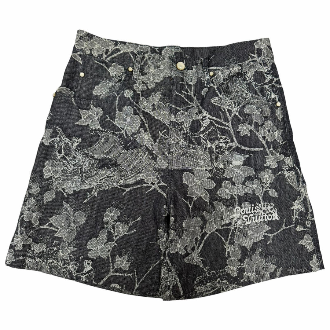 極美品□LOUIS VUITTON ルイヴィトン 24AW フローラル ジャガード デニム セットアップ インディゴブルー M/30 イタリア製 正規品