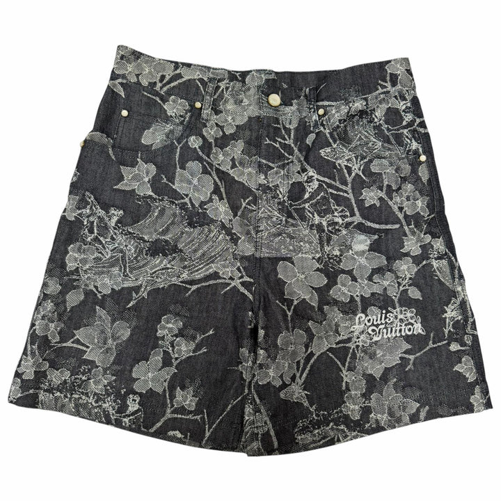 極美品□LOUIS VUITTON ルイヴィトン 24AW フローラル ジャガード デニム セットアップ インディゴブルー M/30 イタリア製 正規品