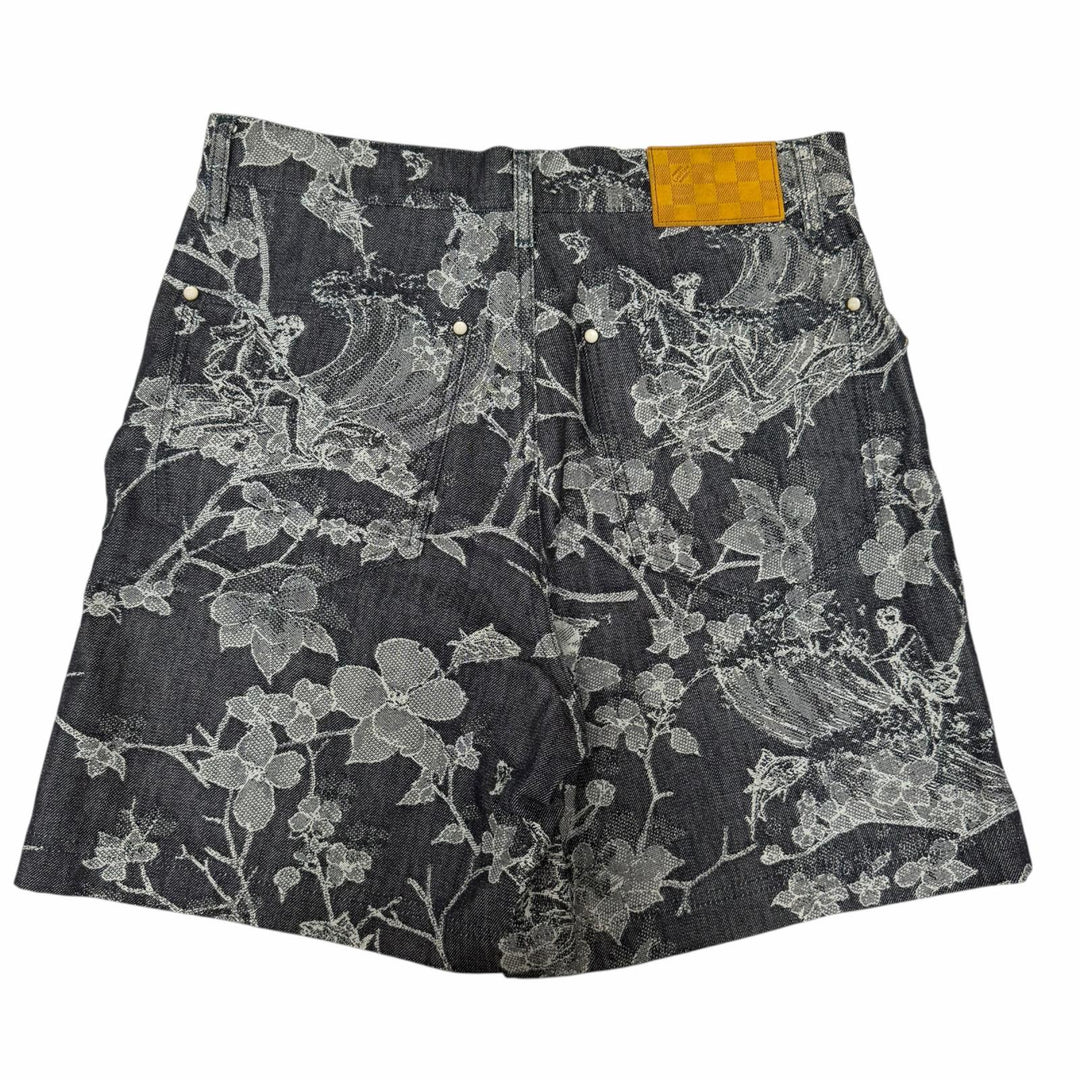 極美品□LOUIS VUITTON ルイヴィトン 24AW フローラル ジャガード デニム セットアップ インディゴブルー M/30 イタリア製 正規品