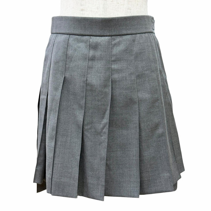 極美品△THOM BROWNE トムブラウン FGC402V-00626-035 ツイルプリーツミニスカート ウール100％ ミニ丈 アシンメトリー グレー 38 正規品