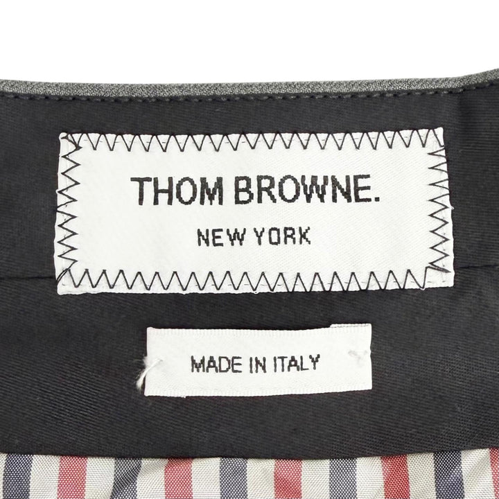 極美品△THOM BROWNE トムブラウン FGC402V-00626-035 ツイルプリーツミニスカート ウール100％ ミニ丈 アシンメトリー グレー 38 正規品