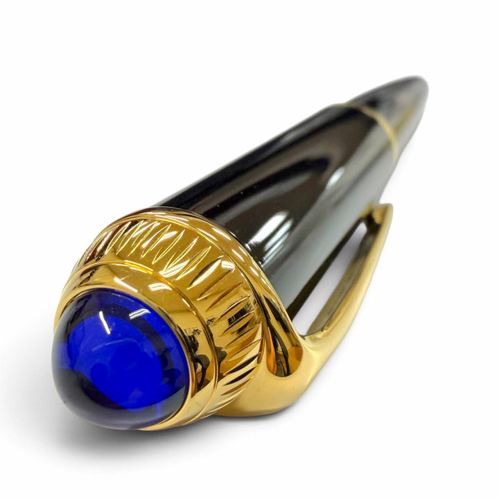 極美品▼Cartier カルティエ R ドゥ カルティエ ブルージェムストーン ツイスト式 ボールペン ブラック ゴールド 仏製 筆記確認済み 箱付