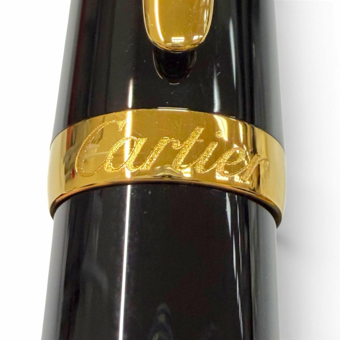 極美品▼Cartier カルティエ R ドゥ カルティエ ブルージェムストーン ツイスト式 ボールペン ブラック ゴールド 仏製 筆記確認済み 箱付