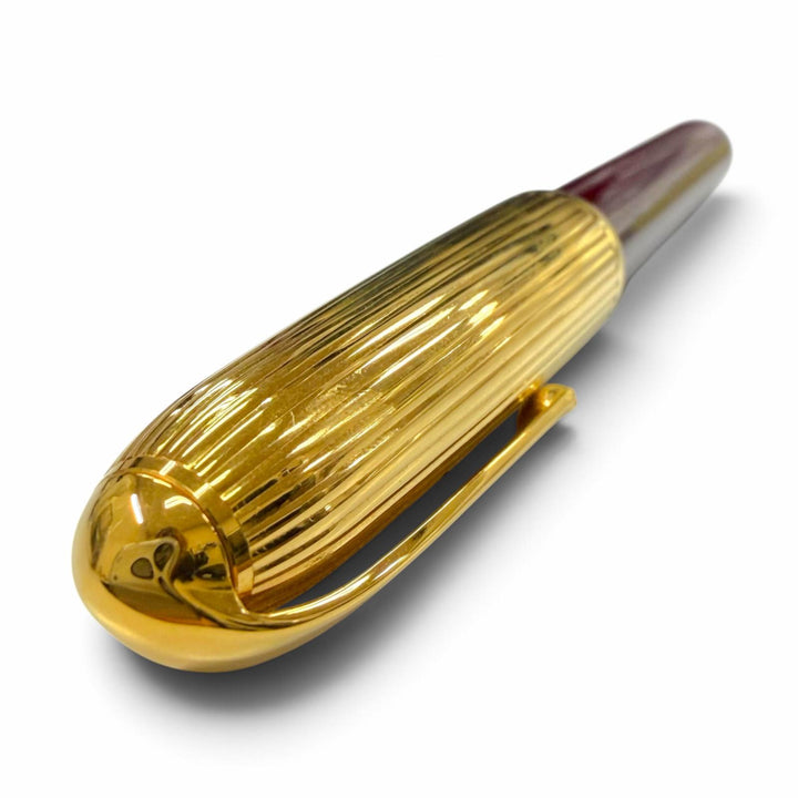 良品▼Cartier カルティエ ヴィンテージ パシャ ドゥ カルティエ ペン先18K Fニブ マーブル柄 万年筆 ゴールド ボルドー フランス製