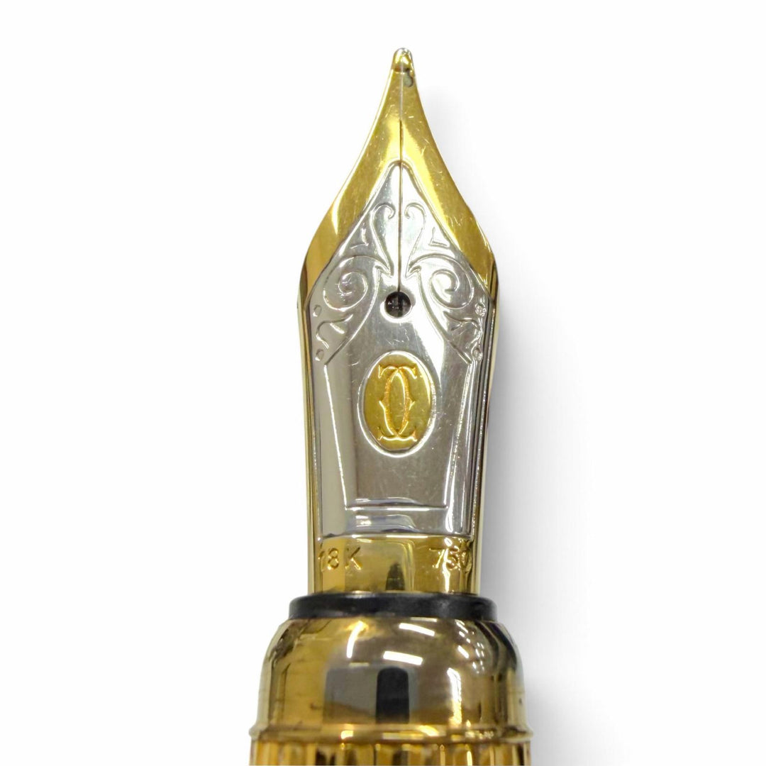 良品▼Cartier カルティエ ヴィンテージ パシャ ドゥ カルティエ ペン先18K Fニブ マーブル柄 万年筆 ゴールド ボルドー フランス製