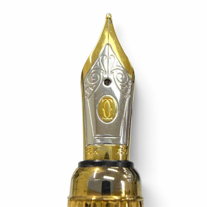 良品▼Cartier カルティエ ヴィンテージ パシャ ドゥ カルティエ ペン先18K Fニブ マーブル柄 万年筆 ゴールド ボルドー フランス製