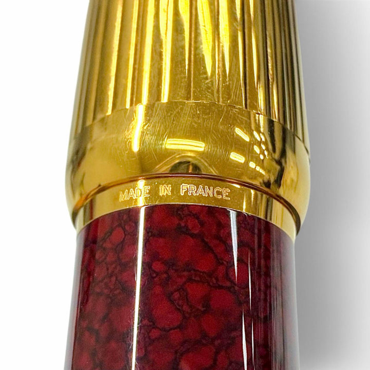 良品▼Cartier カルティエ ヴィンテージ パシャ ドゥ カルティエ ペン先18K Fニブ マーブル柄 万年筆 ゴールド ボルドー フランス製