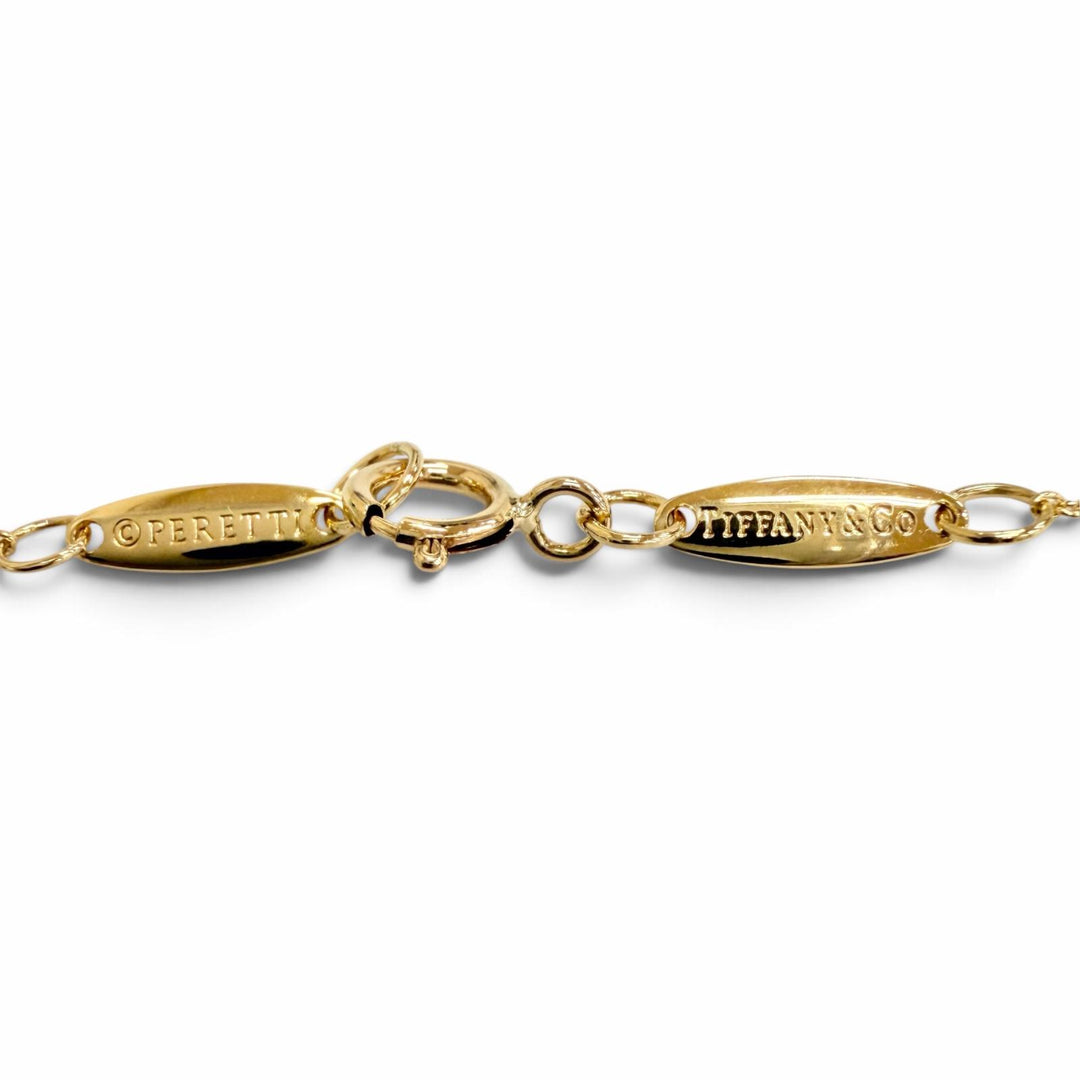 極美品△TIFFANY&amp;Co. ティファニー エルサペレッティ ビーン デザイン ペンダント パヴェ ダイヤモンド 750(YG) 重量1.9g 定価418000円