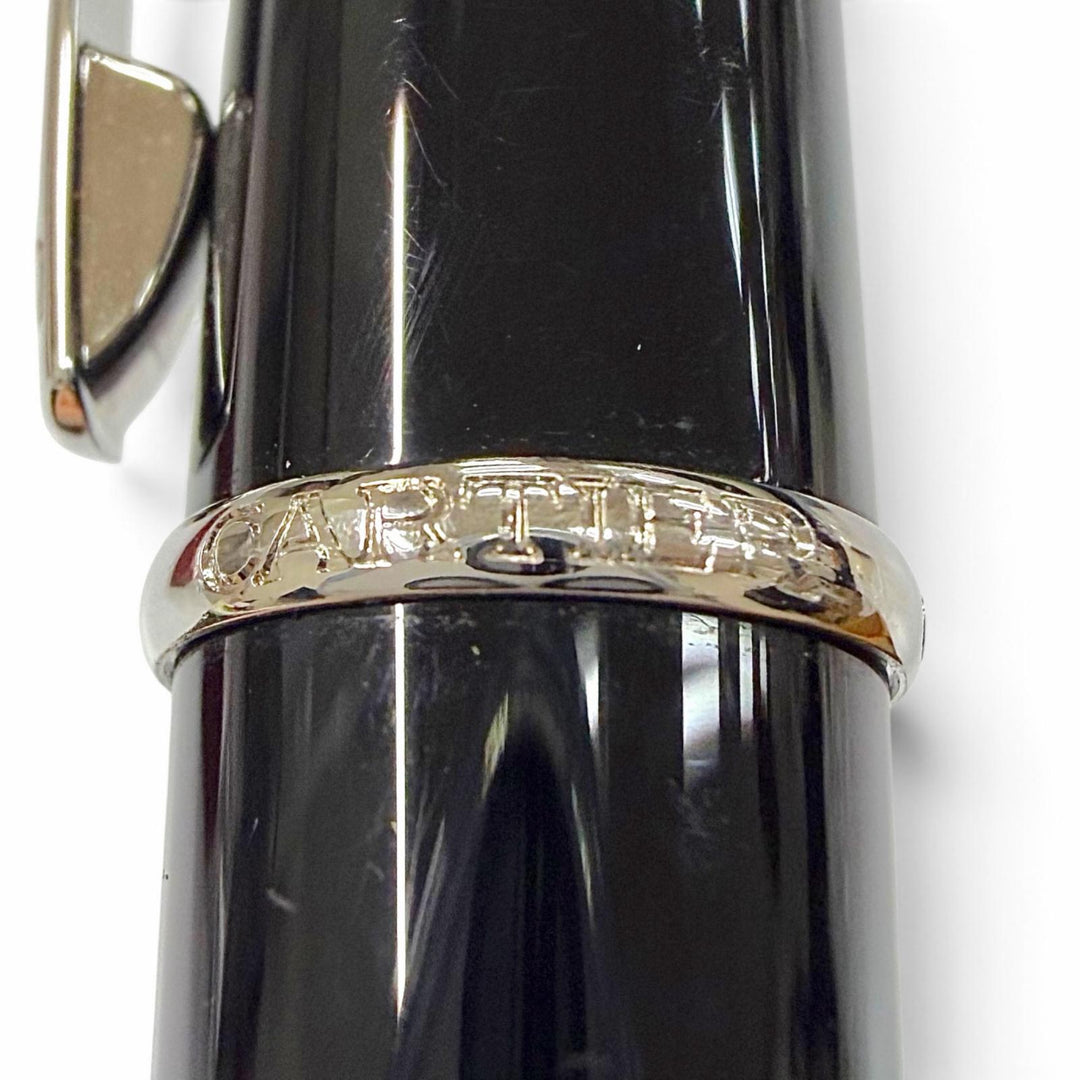 極美品▼Cartier カルティエ ディアボロ ドゥ カルティエ ブルージェムストーン ツイスト式 ボールペン ブラック シルバー 筆記確認済み