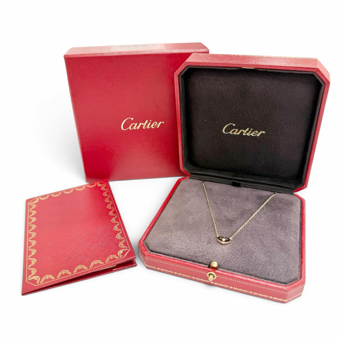 極美品△Cartier カルティエ B3040400 750 Cハート 1Pダイヤモンド ネックレス アクセサリー 750(PG) K18 ピンクゴールド 重量4.2g 箱付
