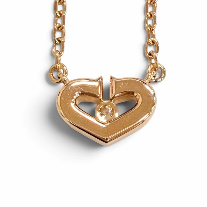 極美品△Cartier カルティエ B3040400 750 Cハート 1Pダイヤモンド ネックレス アクセサリー 750(PG) K18 ピンクゴールド 重量4.2g 箱付