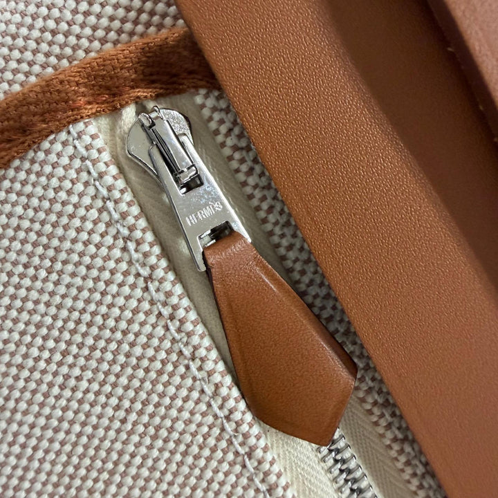 未使用品▼エルメス エールバッグ ジップ メッセンジャー 39 ヴァッシュハンター トワルアッシュ シルバー フォーブ ナチュラル W刻印