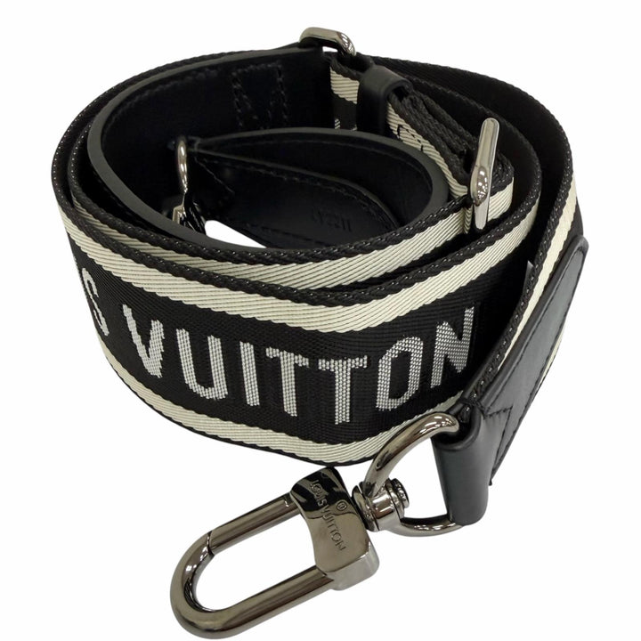 美品□LOUIS VUITTON ルイヴィトン 2021年製 J02496 レザー ロゴデザイン ショルダーストラップ ブラック シルバー金具 フランス製