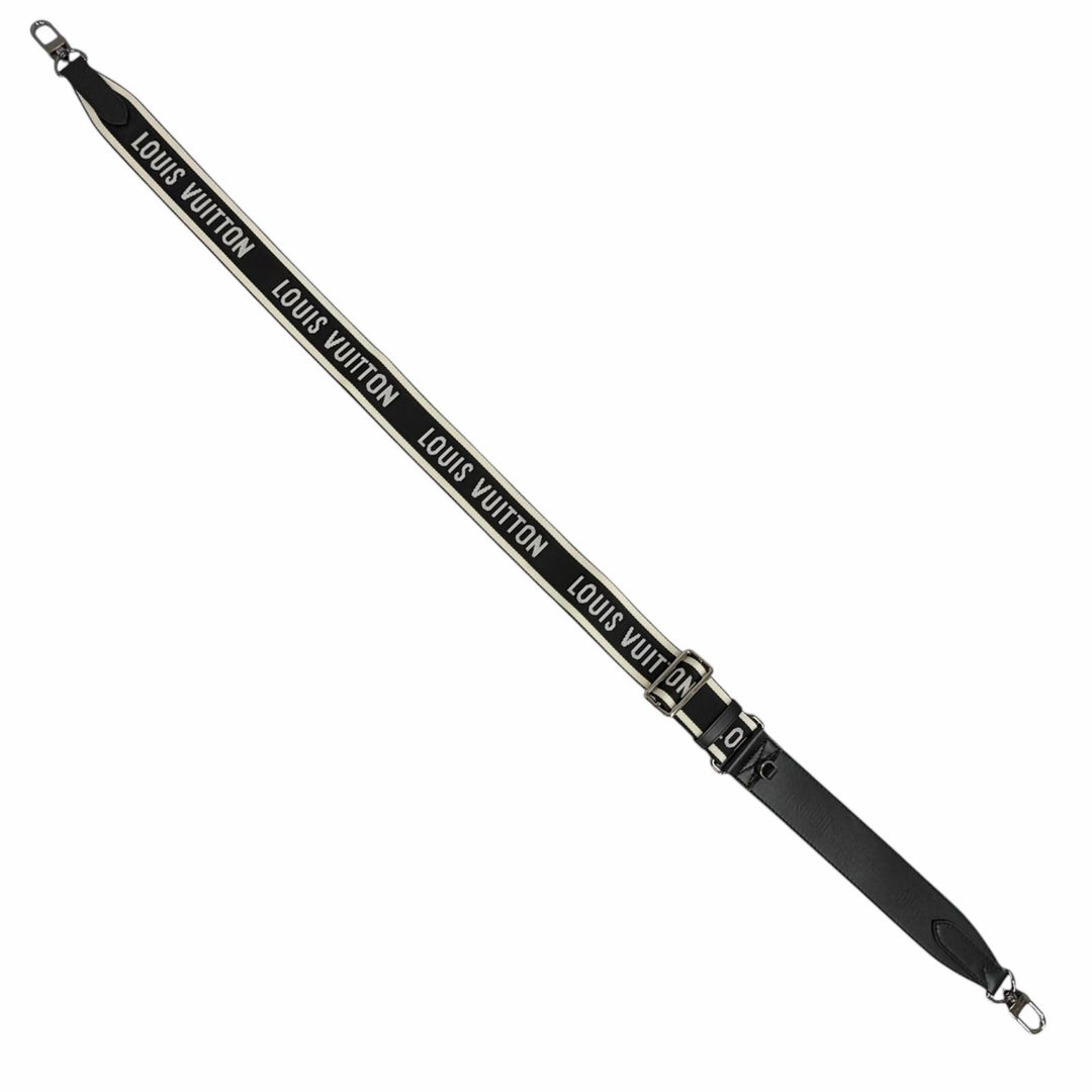 美品□LOUIS VUITTON ルイヴィトン 2021年製 J02496 レザー ロゴデザイン ショルダーストラップ ブラック シルバー金具 フランス製
