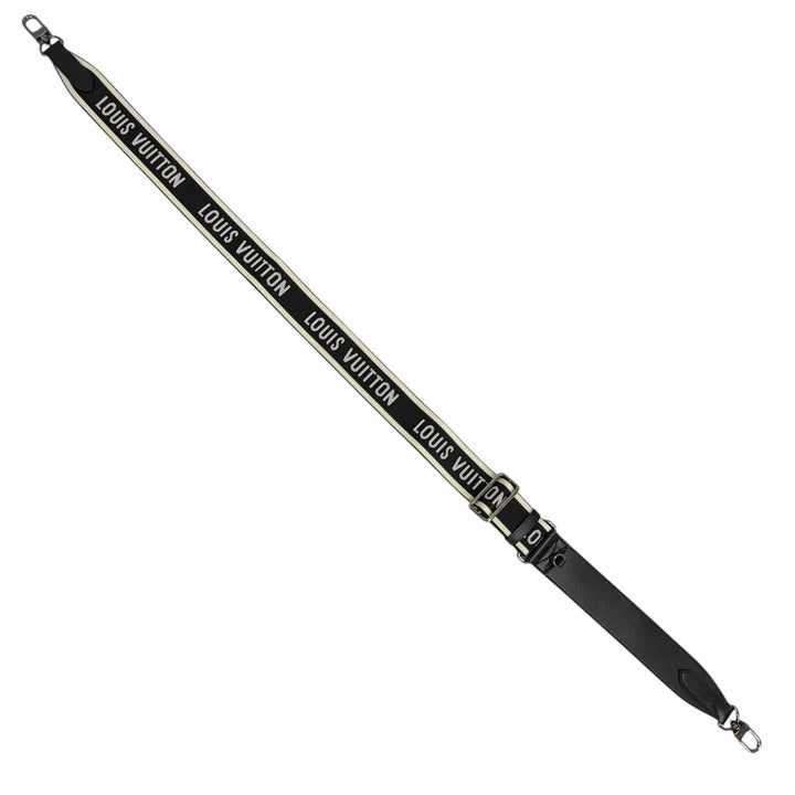 美品□LOUIS VUITTON ルイヴィトン 2021年製 J02496 レザー ロゴデザイン ショルダーストラップ ブラック シルバー金具 フランス製