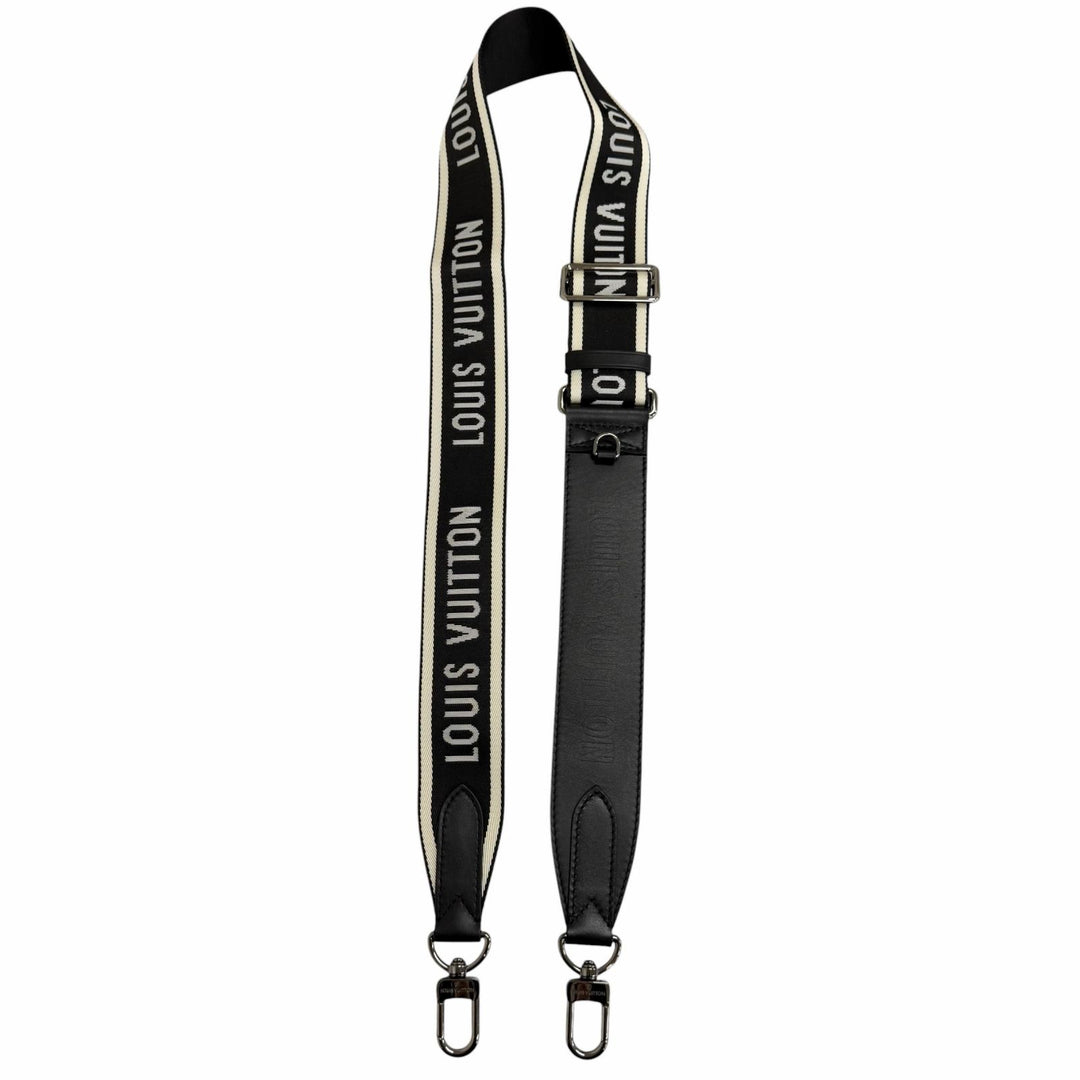 美品□LOUIS VUITTON ルイヴィトン 2021年製 J02496 レザー ロゴデザイン ショルダーストラップ ブラック シルバー金具 フランス製