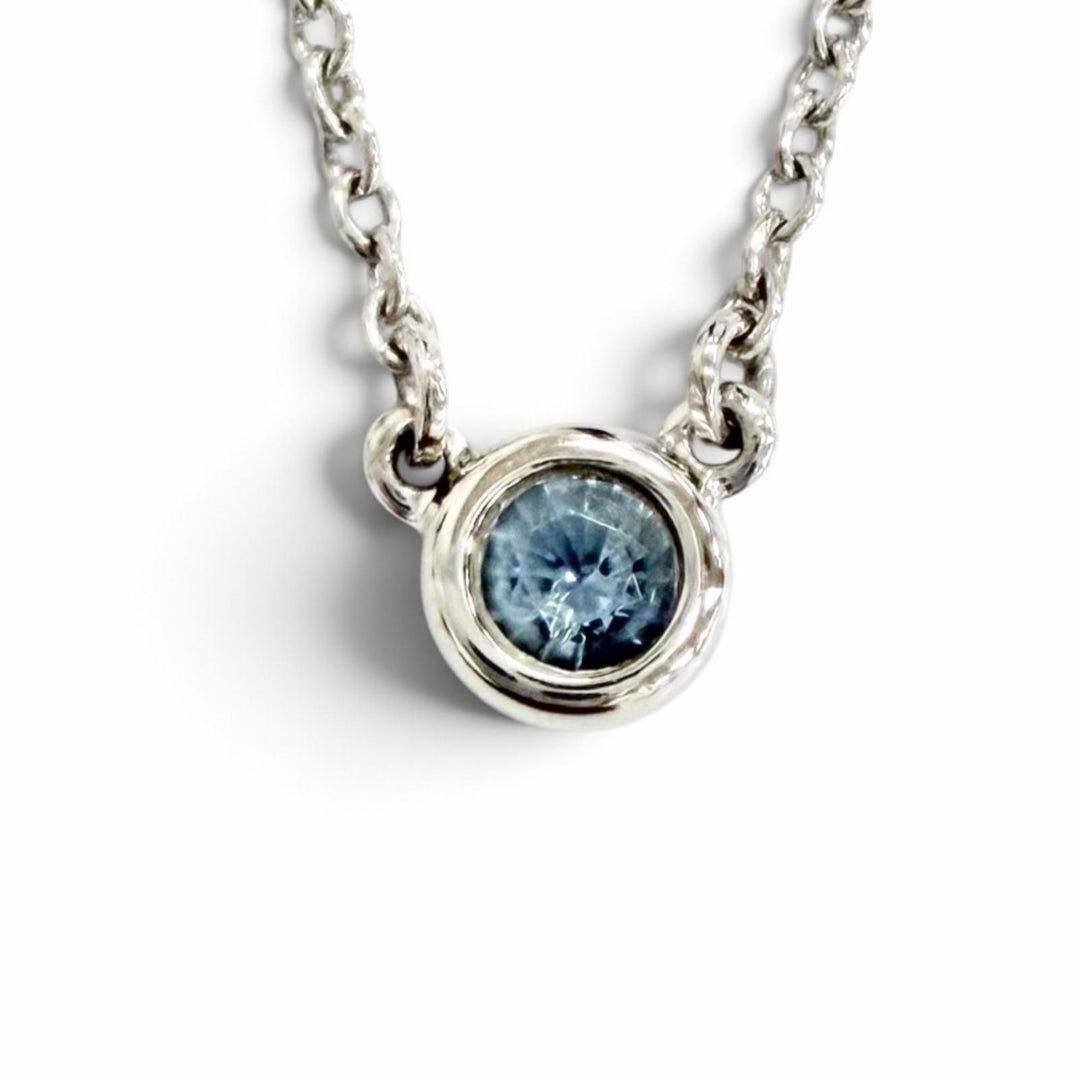 極美品△TIFFANY&amp;Co. ティファニー エルサペレッティ バイザヤード 925 1Pアクアマリン ネックレス シルバー ライトブルー 重量1.6g
