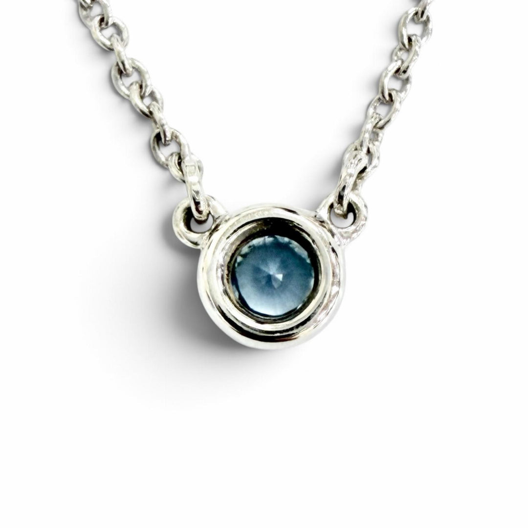 極美品△TIFFANY&amp;Co. ティファニー エルサペレッティ バイザヤード 925 1Pアクアマリン ネックレス シルバー ライトブルー 重量1.6g
