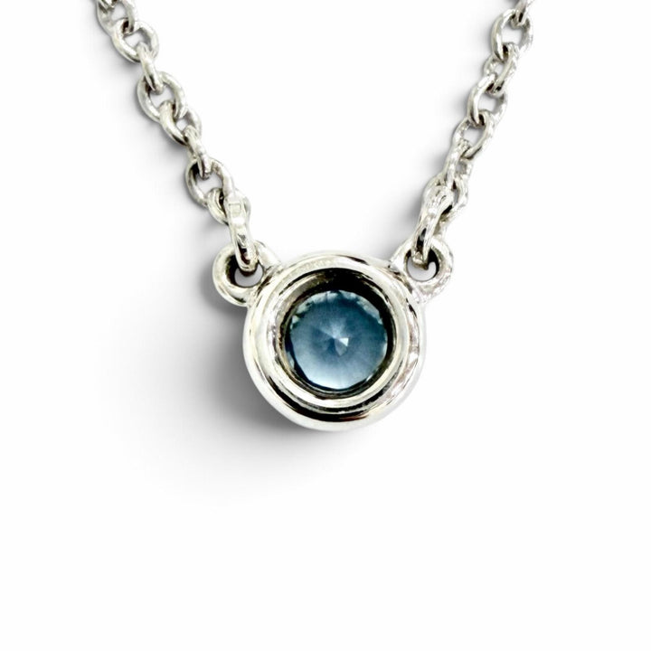 極美品△TIFFANY&amp;Co. ティファニー エルサペレッティ バイザヤード 925 1Pアクアマリン ネックレス シルバー ライトブルー 重量1.6g