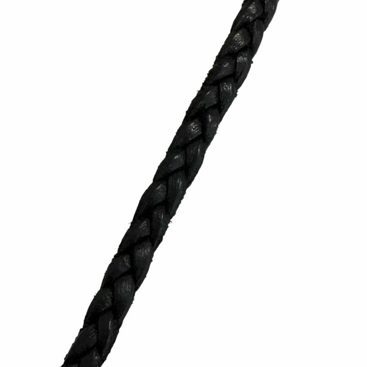 美品□CHROME HEARTS クロムハーツ LEATHER BRAID SCROLL レザー SV925 スクロール ボロチップ ネックレス ブラック シルバー 重量13.5g