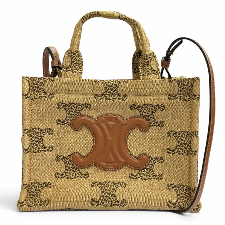 未使用品△CELINE セリーヌ 199162FU3.02NT SMALL CABAS THAIS ラフィアエフェクト トリオンフ総柄 2WAY ハンドバッグ ショルダーバッグ