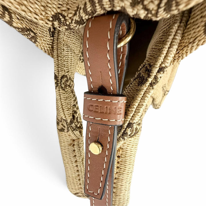 未使用品△CELINE セリーヌ 199162FU3.02NT SMALL CABAS THAIS ラフィアエフェクト トリオンフ総柄 2WAY ハンドバッグ ショルダーバッグ