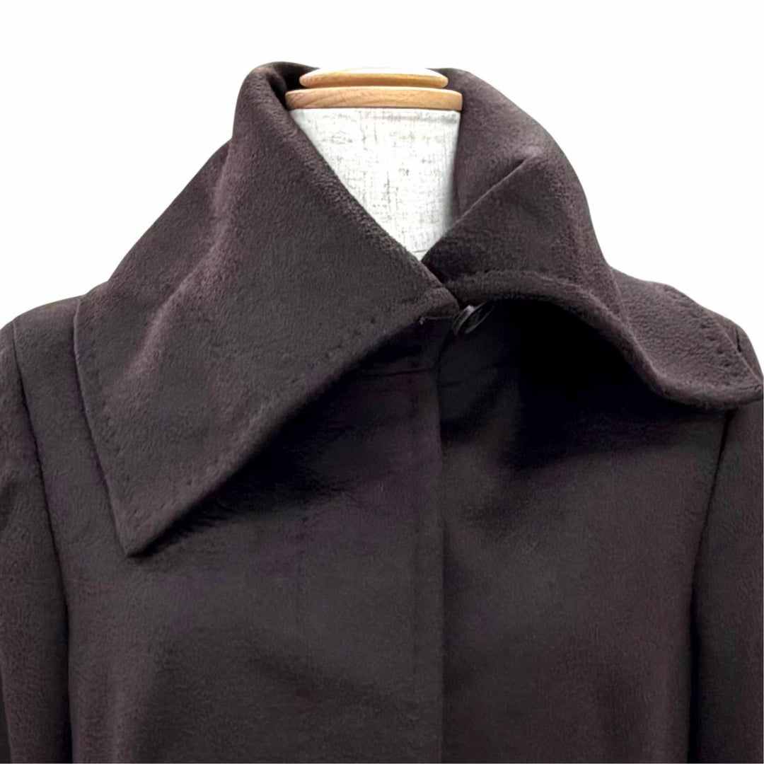 未使用品△Max Mara マックスマーラ 10161493 ウール100％ 白タグ ロング コート ダークブラウン IT 40 イタリア製 正規品 レディース