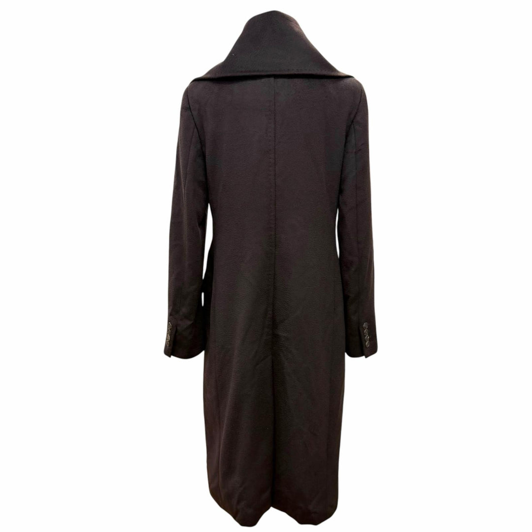 未使用品△Max Mara マックスマーラ 10161493 ウール100％ 白タグ ロング コート ダークブラウン IT 40 イタリア製 正規品 レディース
