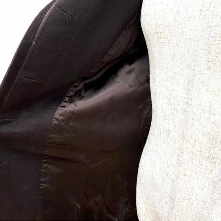 未使用品△Max Mara マックスマーラ 10161493 ウール100％ 白タグ ロング コート ダークブラウン IT 40 イタリア製 正規品 レディース