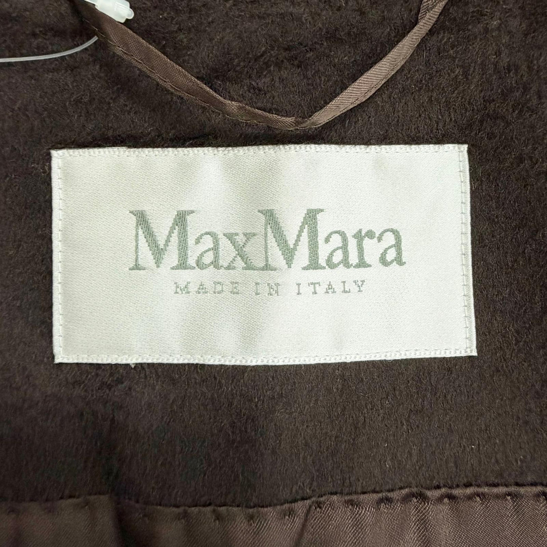 未使用品△Max Mara マックスマーラ 10161493 ウール100％ 白タグ ロング コート ダークブラウン IT 40 イタリア製 正規品 レディース