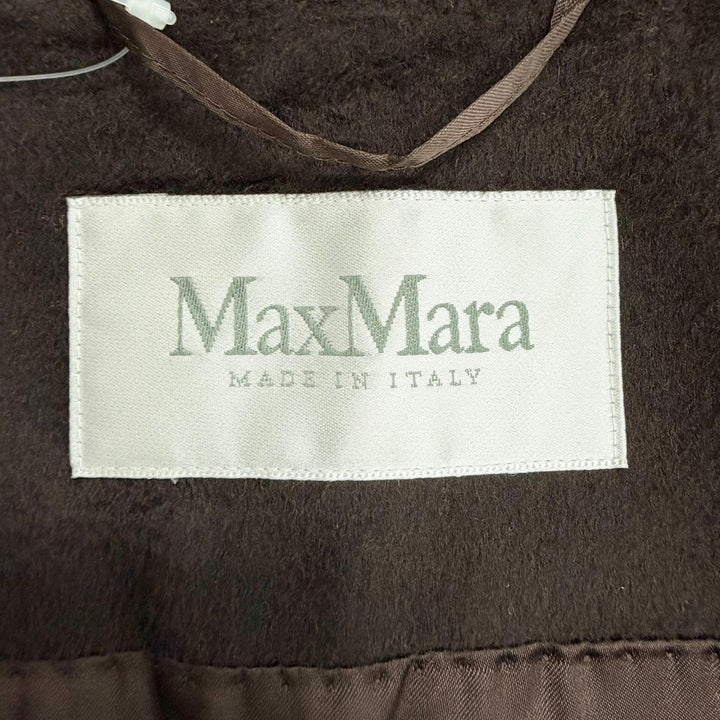 未使用品△Max Mara マックスマーラ 10161493 ウール100％ 白タグ ロング コート ダークブラウン IT 40 イタリア製 正規品 レディース