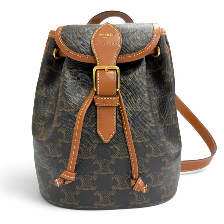 未使用品△CELINE セリーヌ 197662CAS.04LU ミニ フォルコバックパック トリオンフキャンバス カーフスキン タン リュックサック タン