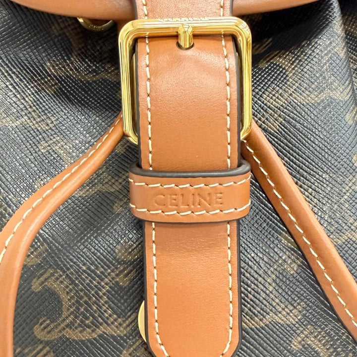 未使用品△CELINE セリーヌ 197662CAS.04LU ミニ フォルコバックパック トリオンフキャンバス カーフスキン タン リュックサック タン