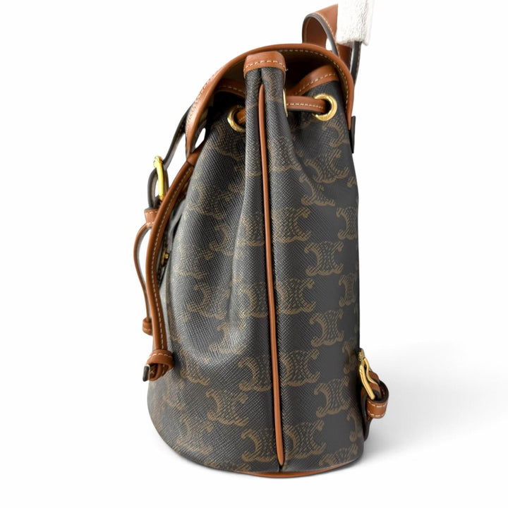 未使用品△CELINE セリーヌ 197662CAS.04LU ミニ フォルコバックパック トリオンフキャンバス カーフスキン タン リュックサック タン