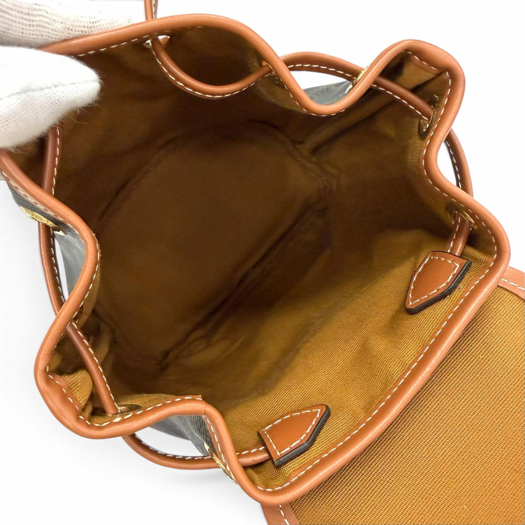 未使用品△CELINE セリーヌ 197662CAS.04LU ミニ フォルコバックパック トリオンフキャンバス カーフスキン タン リュックサック タン