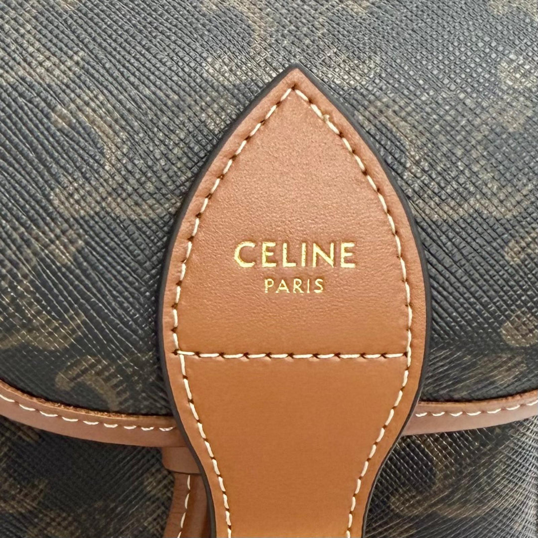 未使用品△CELINE セリーヌ 197662CAS.04LU ミニ フォルコバックパック トリオンフキャンバス カーフスキン タン リュックサック タン