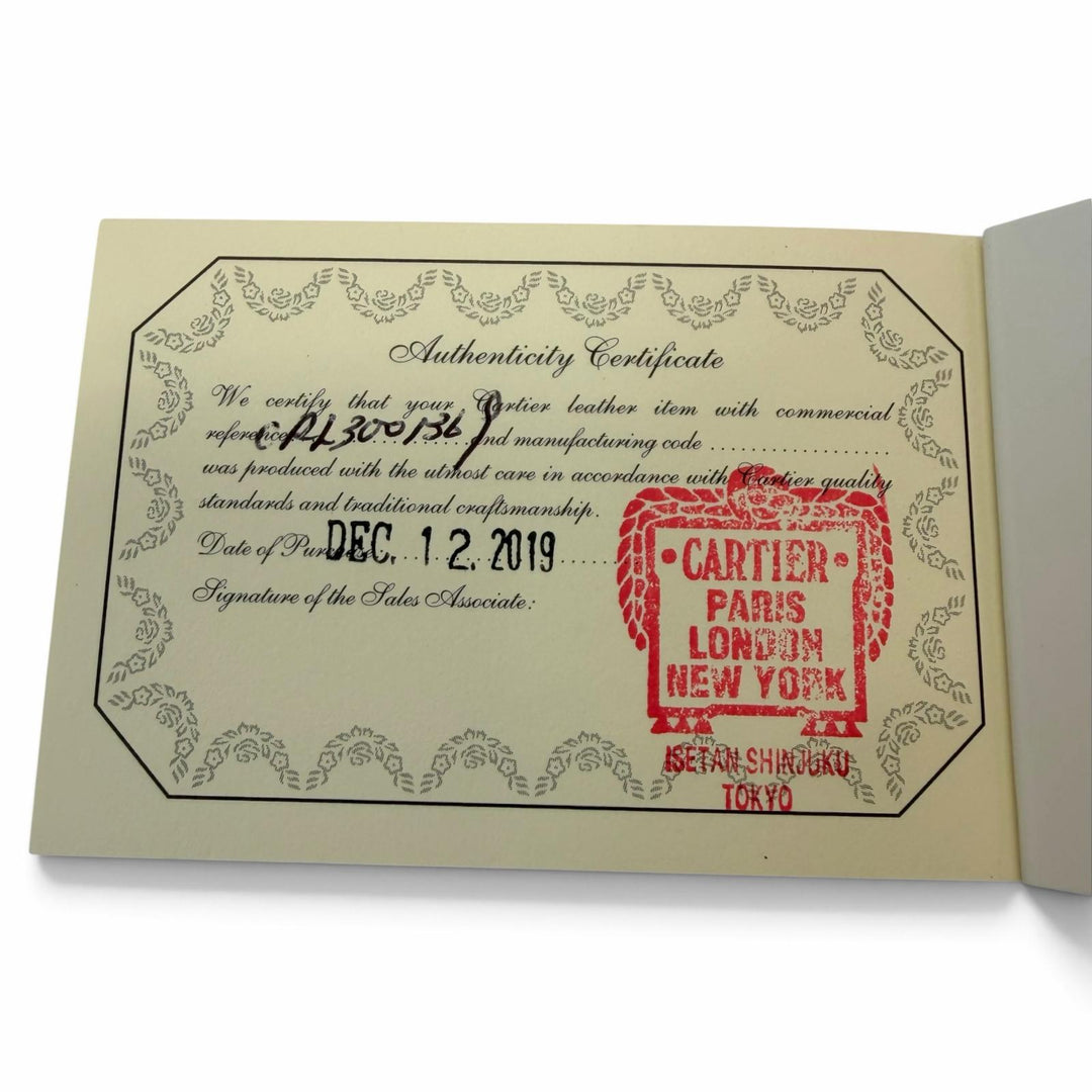 未使用品▼Cartier カルティエ マスト ドゥ カルティエ レザー コンパクトウォレット 二つ折り財布 ブラック シルバー金具 箱・保存袋付